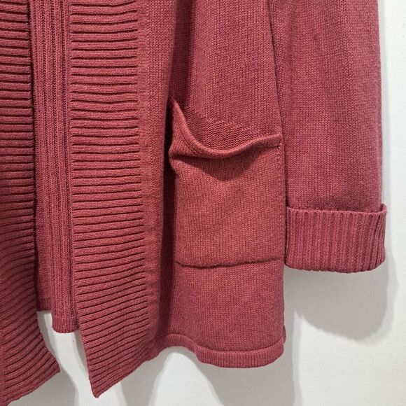 Tahari Open Front Cotton Blend Lagenlook Knit Sweater Burgundy Size XL NWT - Picture 10 of 15